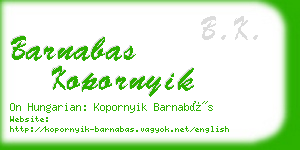 barnabas kopornyik business card